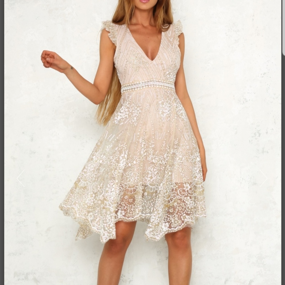 Hello Molly Gold & Pink Cream Dress